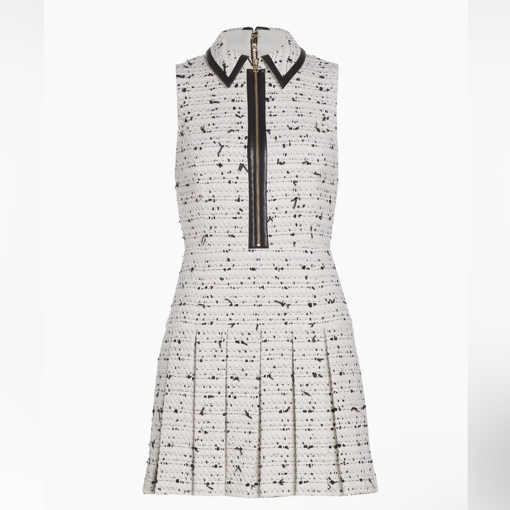 Alice + Olivia Black and White Tweed Mini Dress